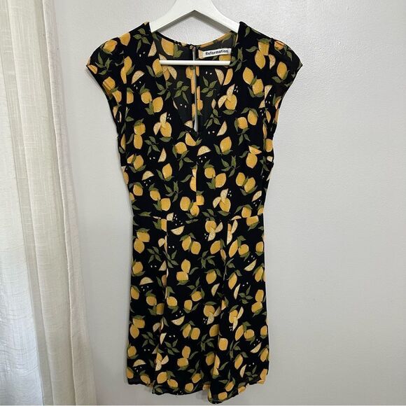 Reformation Deven Dress in Lemon Print - Picture 3 of 7
